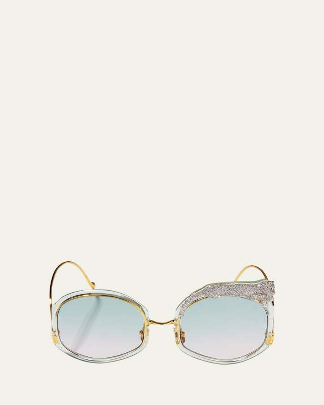 Rose Et Le Reve Leopard Round Acetate Sunglasses